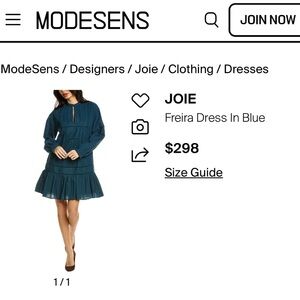 Joie Freire NWT Drop Waist Open Stitch Inset Dress Casual Teal Size Small